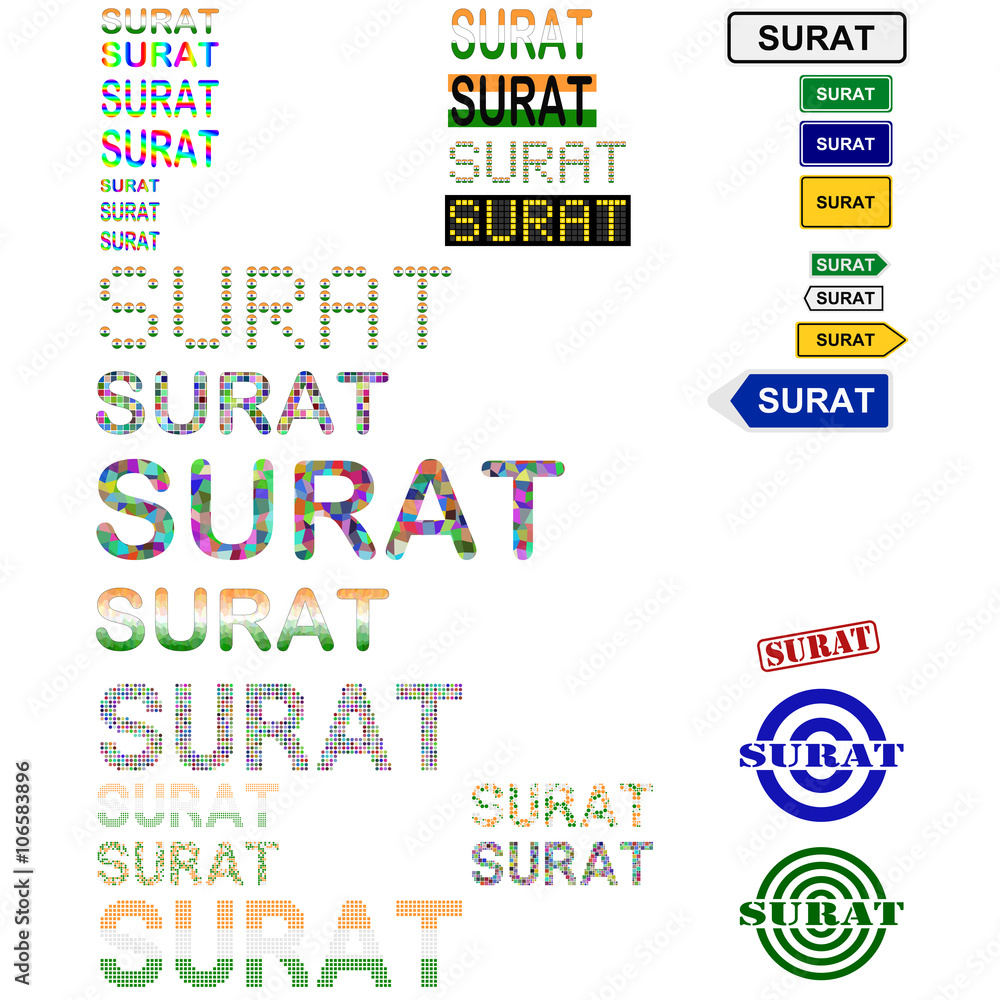 Surat text design set Surat text design set