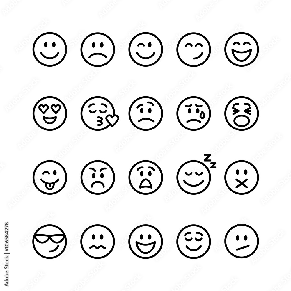 Set of line emoticons Set of line emoticons