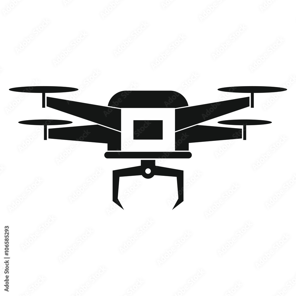 Drone vector icon in black style Drone vector icon in black style