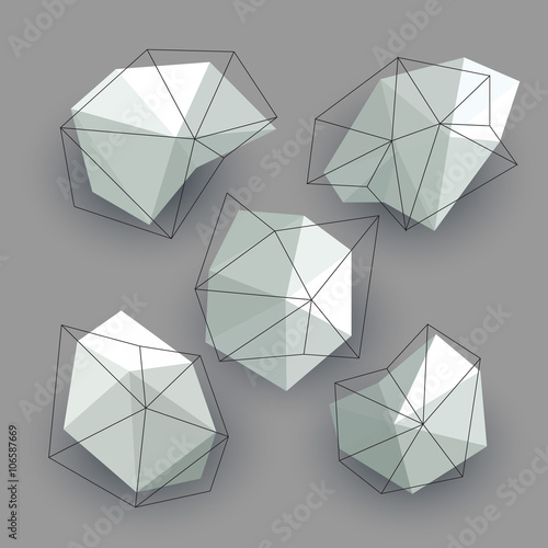 Triangle low poly circles set. Abstract business icons concept. Vector illustration