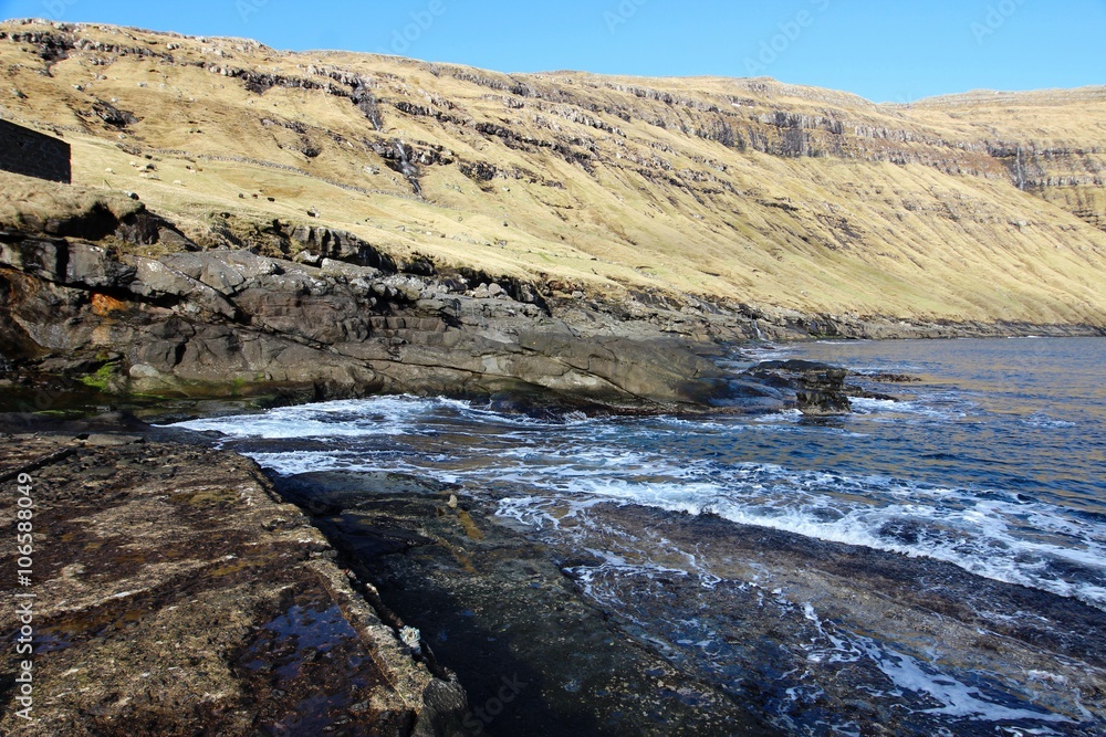 The nature of the Faroe Islands on a winter day in the north Atlantic 