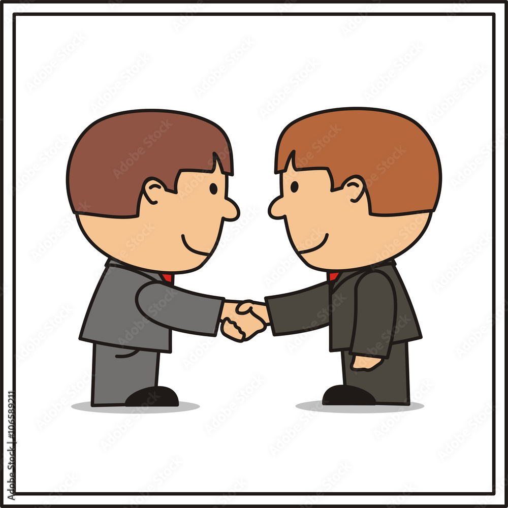 Two businessman, handshake. Icon two businessman isolated on white background. Two businessman, handshake. Icon two businessman isolated on white background.