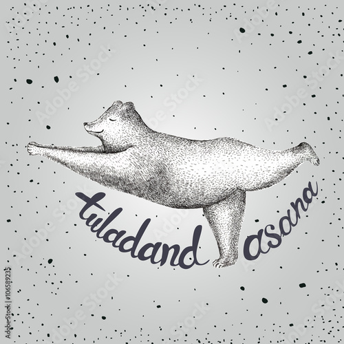 Vector illustration of fun a bear isolated on vintage background