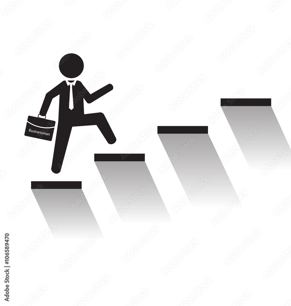 Business man climb stairs over white background Business man climb stairs over white background
