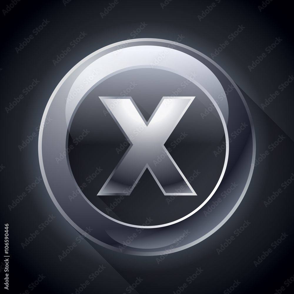 Vector web button, X icon, black gloss button, elements for you design project Vector web button, X icon, black gloss button, elements for you design project