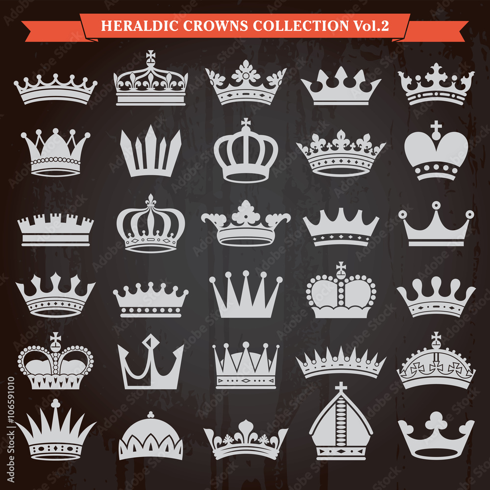 Set of crown icons vector