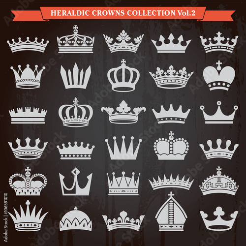 Set of crown icons vector