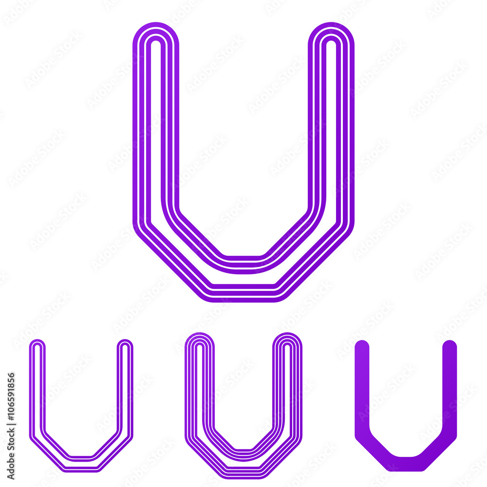 Purple line u logo design set Purple line u logo design set