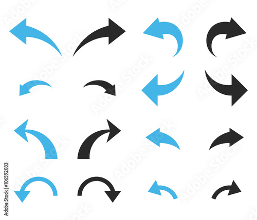 Undo and Redo vector icon set. Collection style is bicolor blue and gray flat symbols on a white background.
