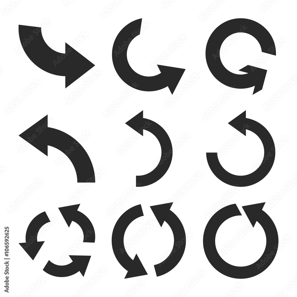 Rotate Counterclockwise vector icon set. Collection style is gray flat symbols on a white background. Rotate Counterclockwise vector icon set. Collection style is gray flat symbols on a white background.