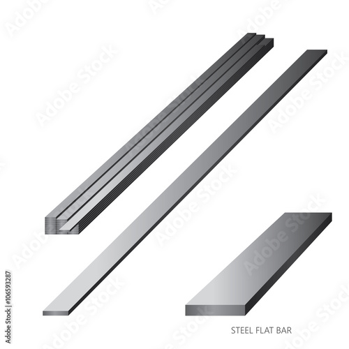 Vector illustration of steel construction isolated (Steel Flat Bar) on white background.