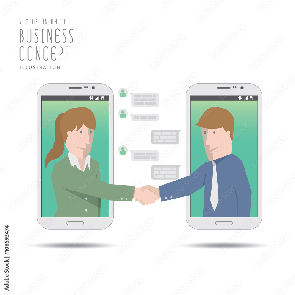 Businessman deal business with mobile phone application vector. Businessman deal business with mobile phone application vector.