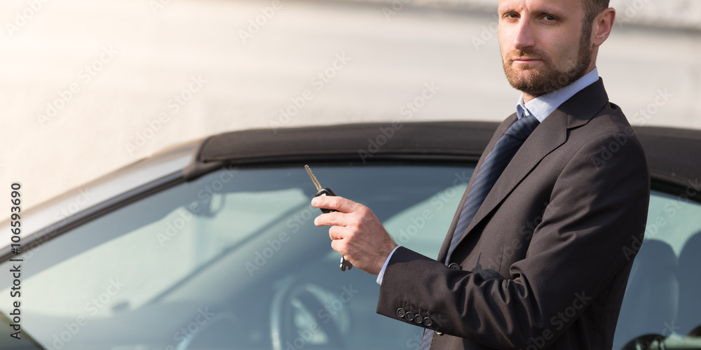 Man with his luxury car Man with his luxury car