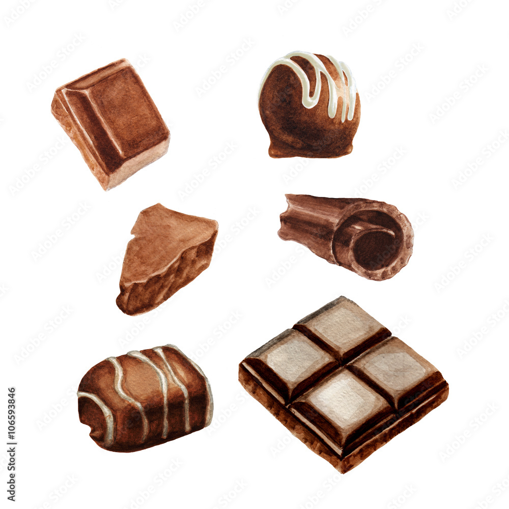 Obraz premium Watercolor chocolate set