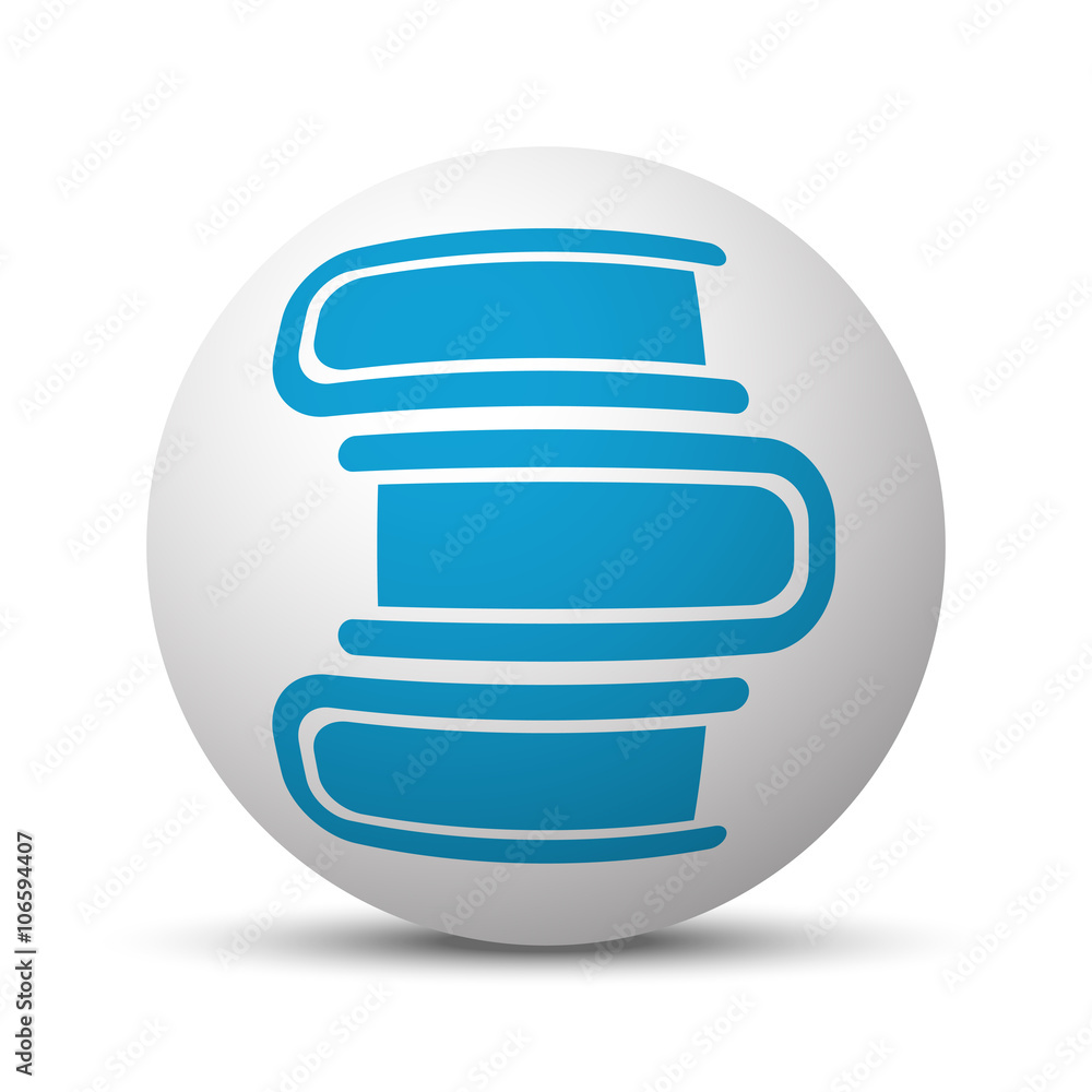 Blue Books icon on sphere on white background Blue Books icon on sphere on white background