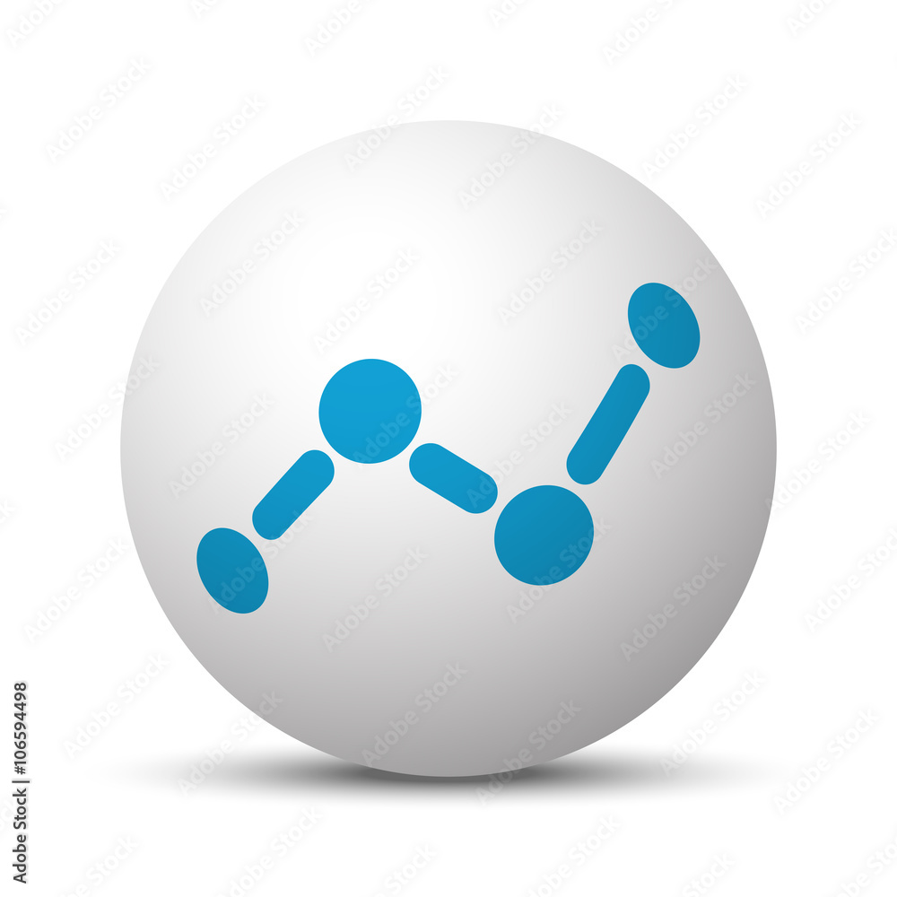 Blue Graph icon on sphere on white background Blue Graph icon on sphere on white background