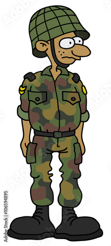 Funny soldier / Hand drawing, vector illustration