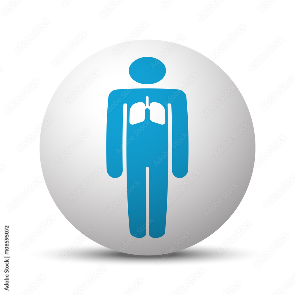 Blue Lungs icon on sphere on white background Blue Lungs icon on sphere on white background