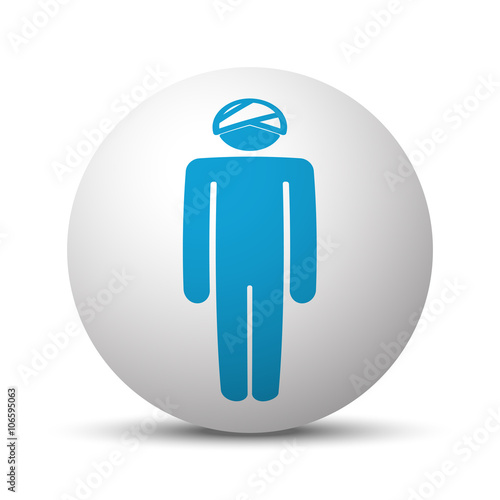 Blue Head icon on sphere on white background