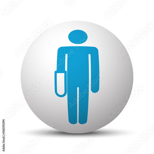 Blue Hand icon on sphere on white background