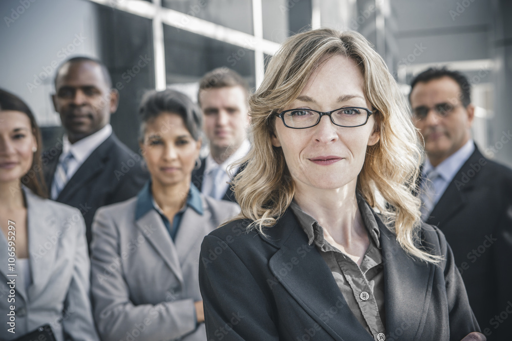 Business people smiling outdoors Business people smiling outdoors