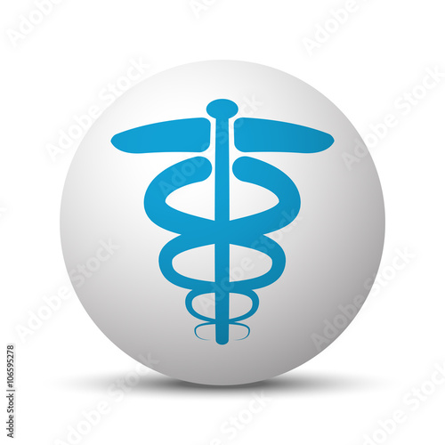 Blue Medical Symbol icon on sphere on white background