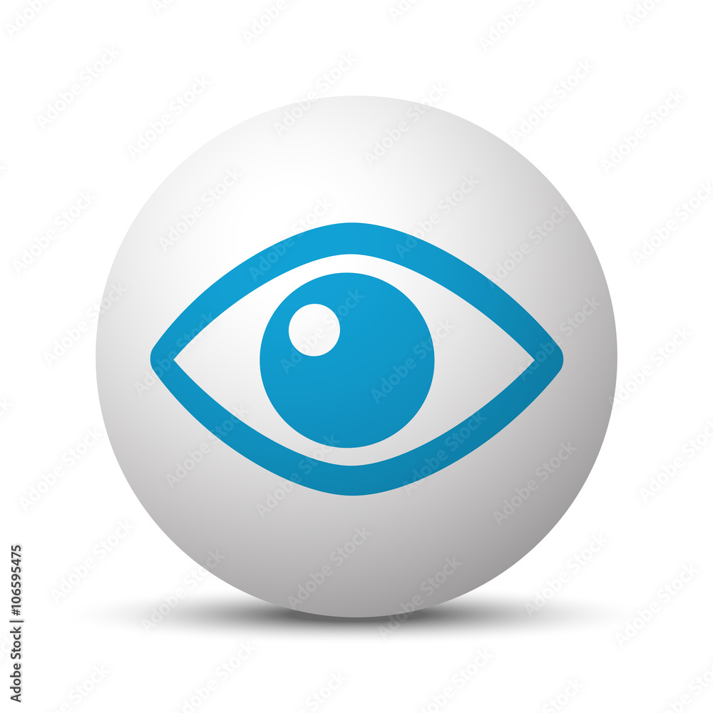 Blue Eye icon on sphere on white background Blue Eye icon on sphere on white background