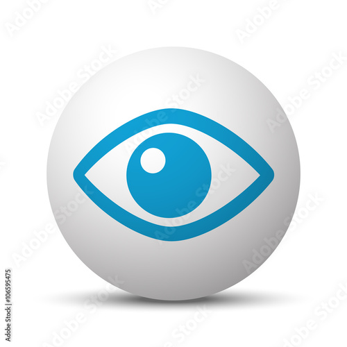 Blue Eye icon on sphere on white background
