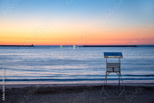 Saint Jean de Luz beach at sunset, France © Delphotostock