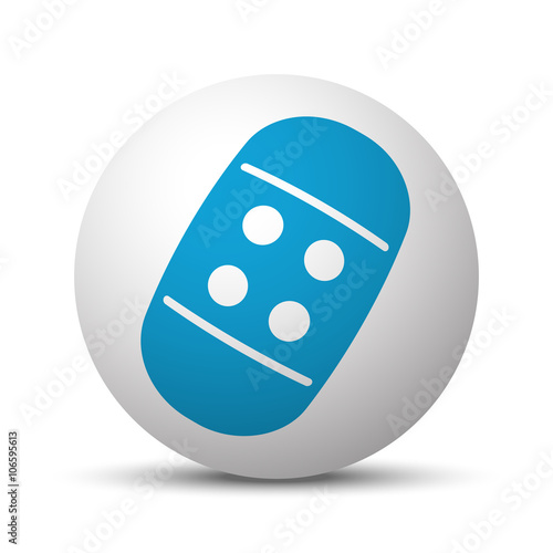 Blue Adhesive Bandage icon on sphere on white background