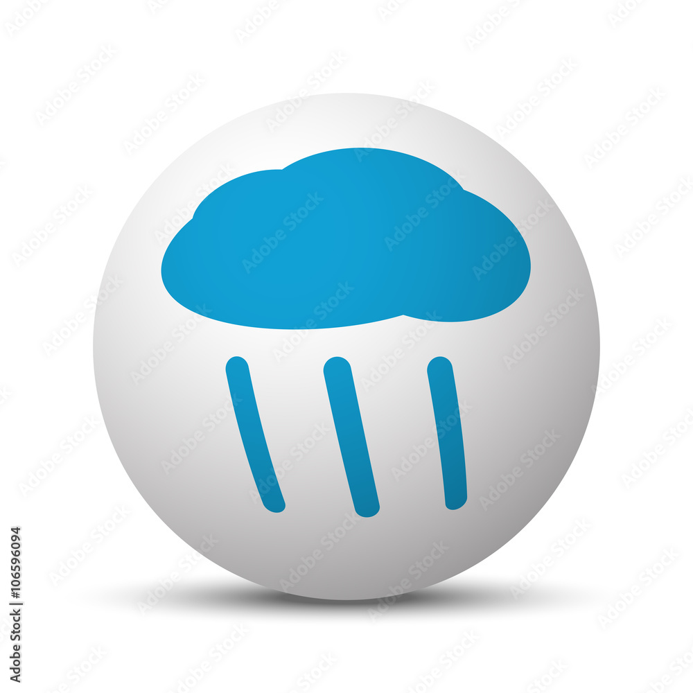Blue Rain icon on sphere on white background Blue Rain icon on sphere on white background