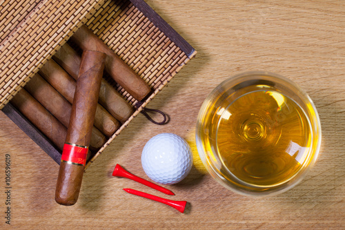Cuban cigars on the wooden table