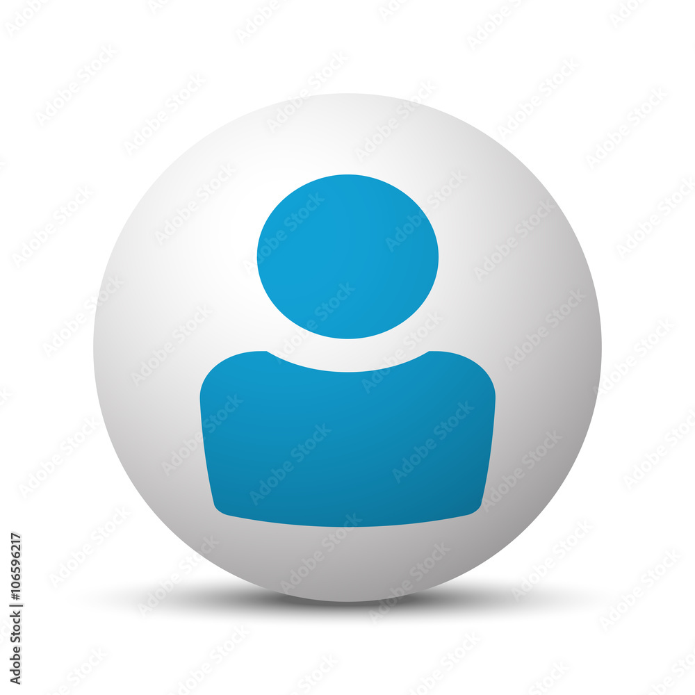 Blue Profile icon on sphere on white background Blue Profile icon on sphere on white background