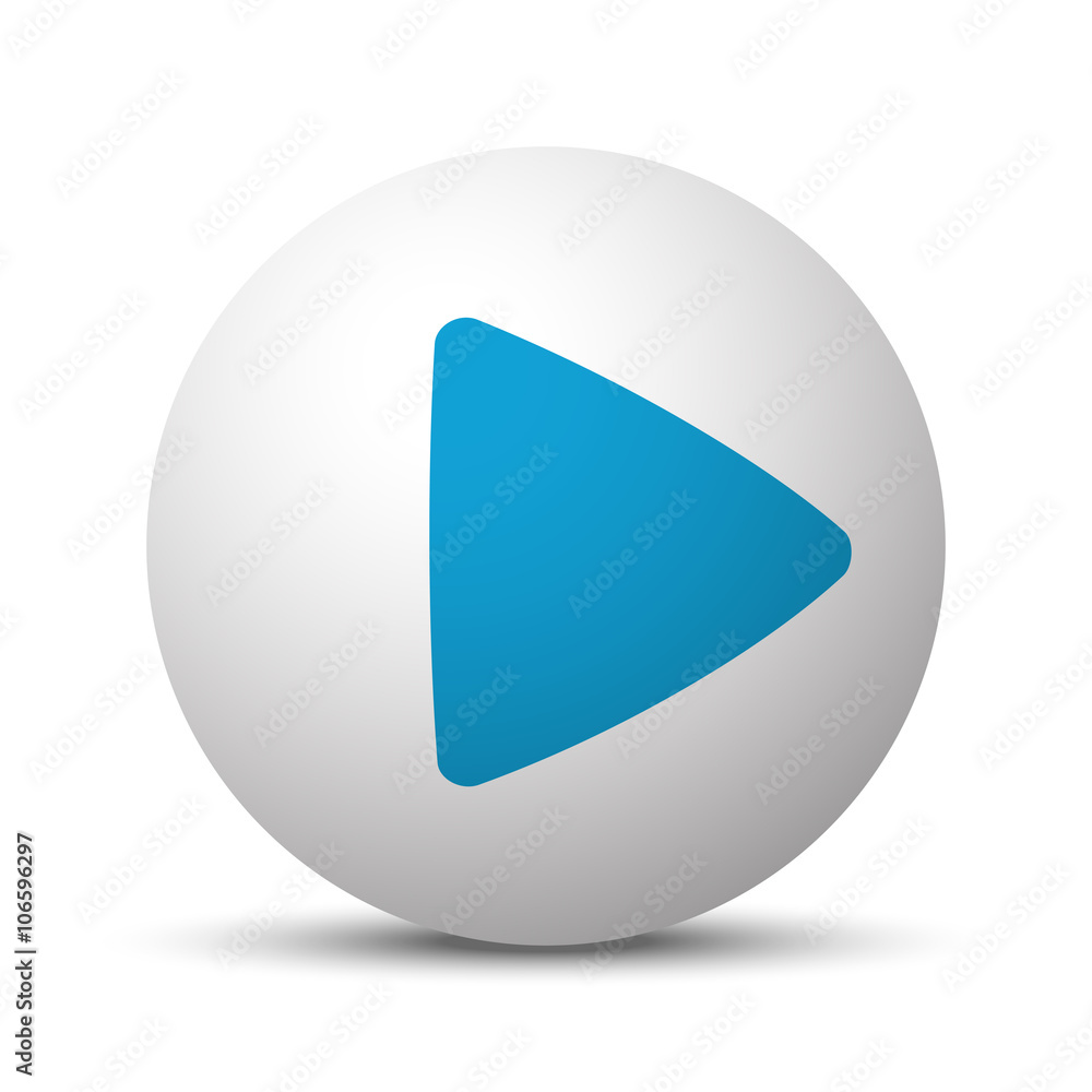 Blue Play icon on sphere on white background Blue Play icon on sphere on white background