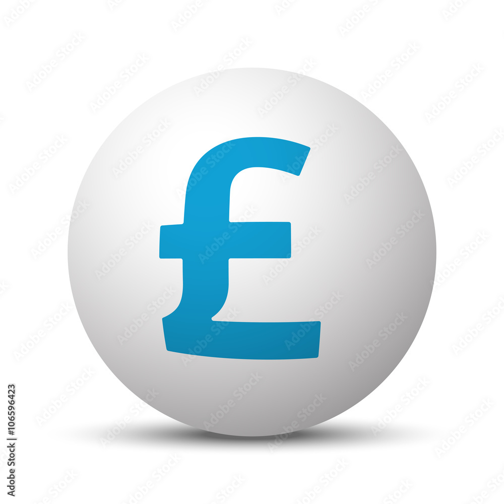 Blue Pound icon on sphere on white background Blue Pound icon on sphere on white background