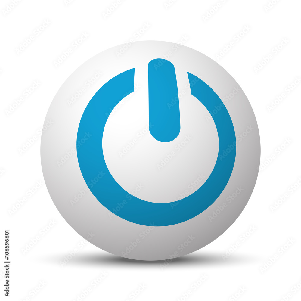 Blue Power icon on sphere on white background Blue Power icon on sphere on white background