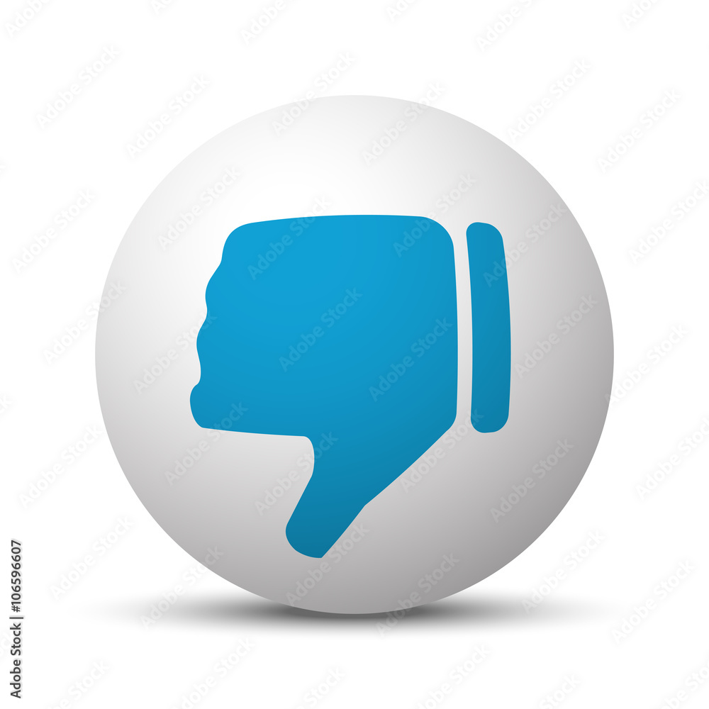 Blue Thumb Down icon on sphere on white background Blue Thumb Down icon on sphere on white background
