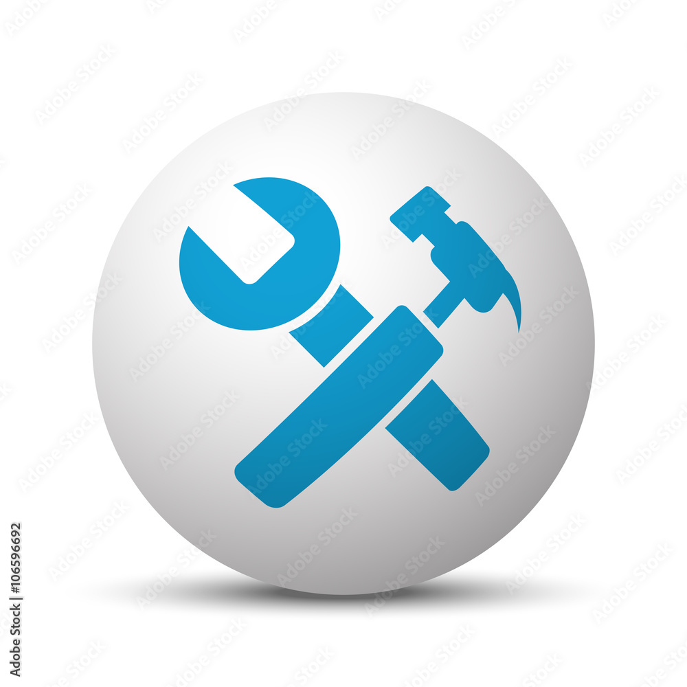 Blue Service icon on sphere on white background Blue Service icon on sphere on white background