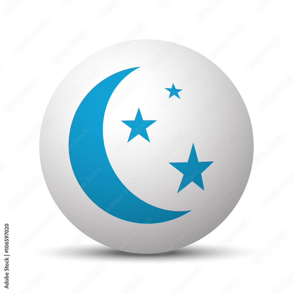 Blue Moon And Stars icon on sphere on white background Blue Moon And Stars icon on sphere on white background