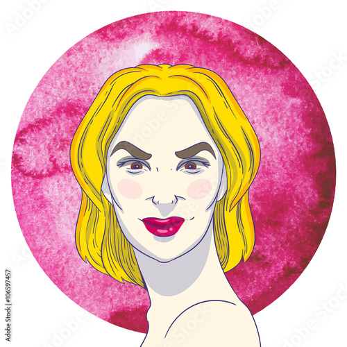 Portrait of arrogant young girl with blonde hair