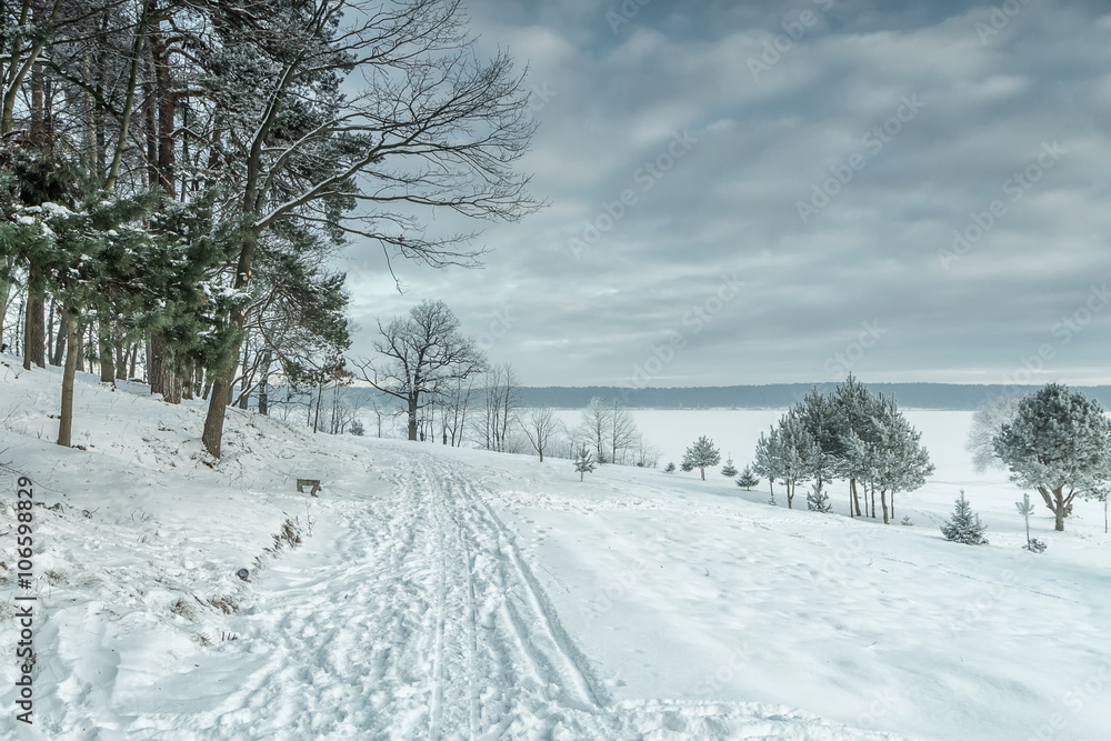 Fototapeta premium road to Kaunas lagoon
