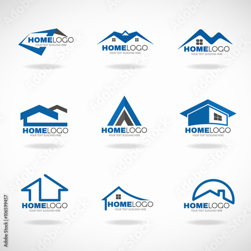Blue and gray Home  set vector design