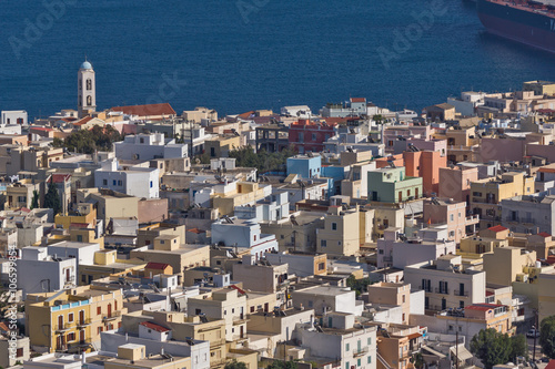 View to port of town of Ermopoli, Syros, Cyclades Islands, Greece photo