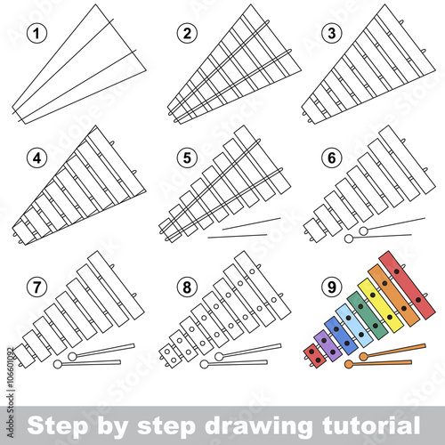 Xylophone. Drawing tutorial.