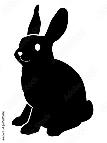 Illustration noire sur fond blanc représentant un lapin