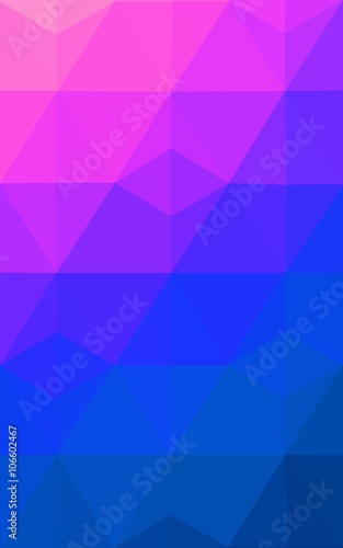 Multicolor pink, blue polygonal design pattern, which consist of triangles and gradient in origami style.