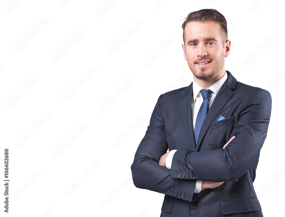 Portrait of a handsome businessman standing with arms crossed, i Portrait of a handsome businessman standing with arms crossed, i