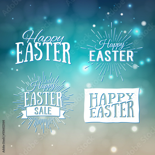 Happy Easter greeting card. Easter sale. Hand Drawn logo letteri photo