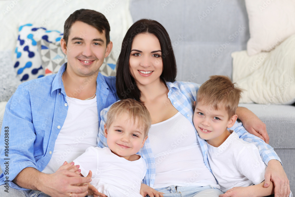 Family concept. Happy family together in the room Family concept. Happy family together in the room