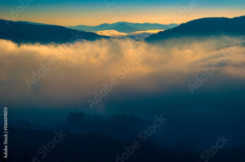 Rural landscape with low clouds © bdavid32